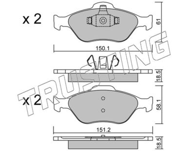 3250 TRUSTING Комплект тормозных колодок, дисковый тормоз