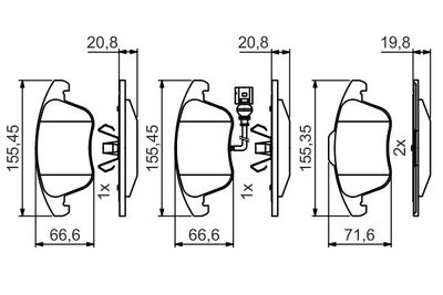 0986495464 BOSCH Комплект тормозных колодок, дисковый тормоз