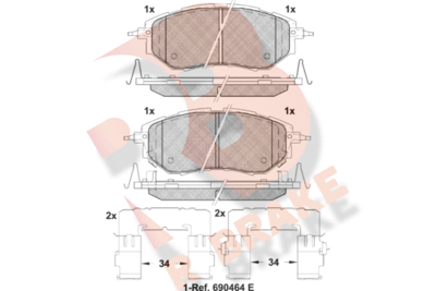 RB1697067 R BRAKE Комплект тормозных колодок, дисковый тормоз