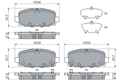 0986424963 BOSCH Комплект тормозных колодок, дисковый тормоз