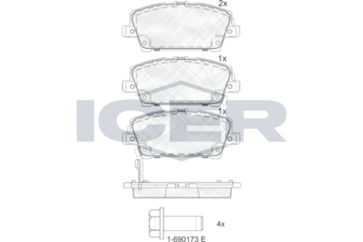 181773 ICER Комплект тормозных колодок, дисковый тормоз