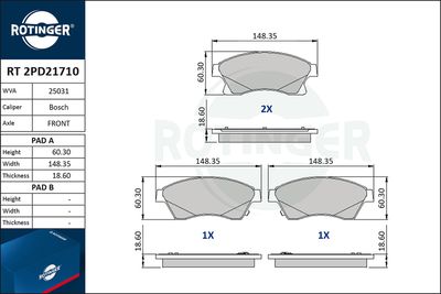 RT2PD21710 ROTINGER Комплект тормозных колодок, дисковый тормоз