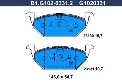 B1G10203312 GALFER Комплект тормозных колодок, дисковый тормоз