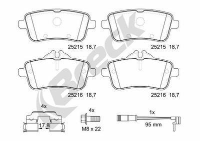 252150055410 BRECK Комплект тормозных колодок, дисковый тормоз