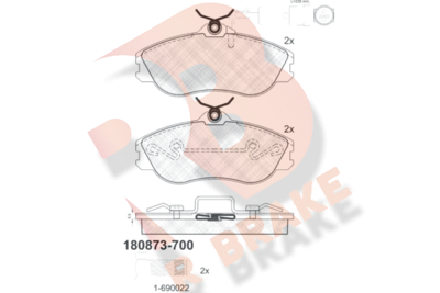 RB0873700 R BRAKE Комплект тормозных колодок, дисковый тормоз