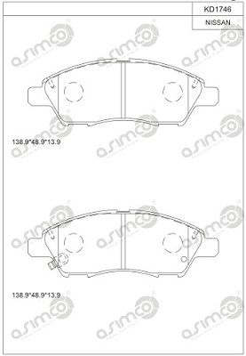 KD1746 ASIMCO Комплект тормозных колодок, дисковый тормоз