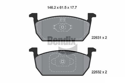 BPD1607 BENDIX Braking Комплект тормозных колодок, дисковый тормоз