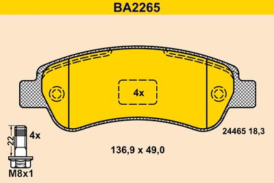 BA2265 BARUM Комплект тормозных колодок, дисковый тормоз