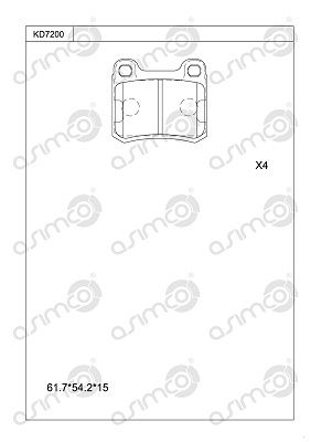 KD7200 ASIMCO Комплект тормозных колодок, дисковый тормоз