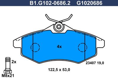 B1G10206862 GALFER Комплект тормозных колодок, дисковый тормоз