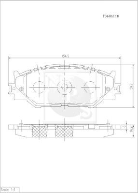 T360A118 NPS Комплект тормозных колодок, дисковый тормоз