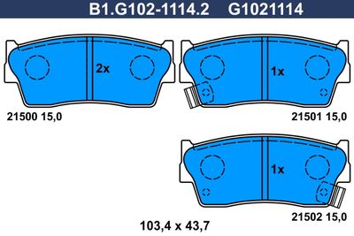 B1G10211142 GALFER Комплект тормозных колодок, дисковый тормоз