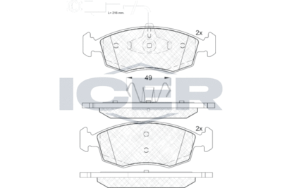 182033 ICER Комплект тормозных колодок, дисковый тормоз
