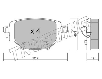 12460 TRUSTING Комплект тормозных колодок, дисковый тормоз
