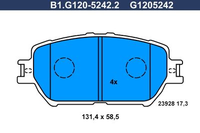 B1G12052422 GALFER Комплект тормозных колодок, дисковый тормоз