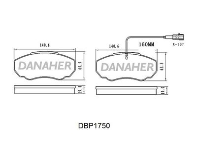 DBP1750 DANAHER Комплект тормозных колодок, дисковый тормоз