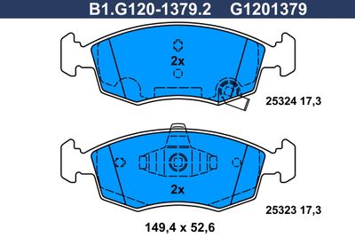 B1G12013792 GALFER Комплект тормозных колодок, дисковый тормоз