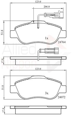 ADB11785 COMLINE Комплект тормозных колодок, дисковый тормоз