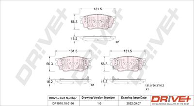 DP1010100196 Dr!ve+ Комплект тормозных колодок, дисковый тормоз