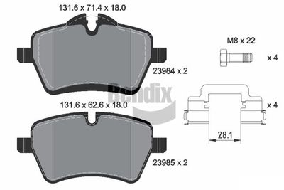 BPD1188 BENDIX Braking Комплект тормозных колодок, дисковый тормоз