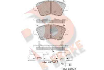 RB2108203 R BRAKE Комплект тормозных колодок, дисковый тормоз