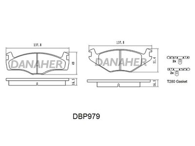 DBP979 DANAHER Комплект тормозных колодок, дисковый тормоз