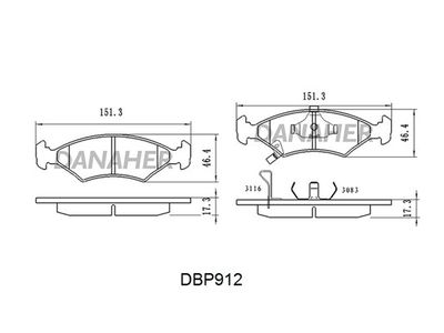 DBP912 DANAHER Комплект тормозных колодок, дисковый тормоз