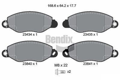 BPD1231 BENDIX Braking Комплект тормозных колодок, дисковый тормоз