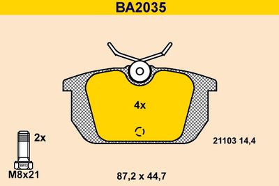 BA2035 BARUM Комплект тормозных колодок, дисковый тормоз