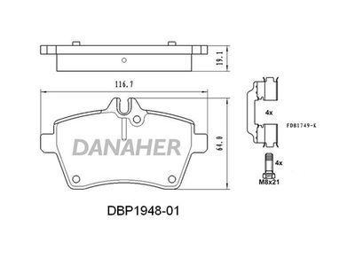 DBP194801 DANAHER Комплект тормозных колодок, дисковый тормоз