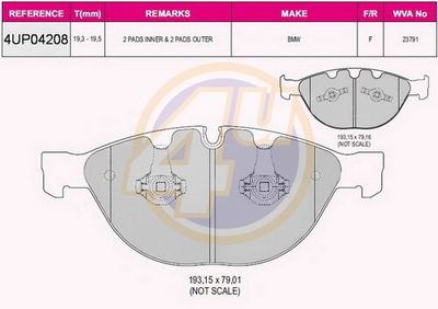 4UP04208 4u Комплект тормозных колодок, дисковый тормоз