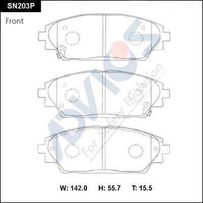 SN203P ADVICS Комплект тормозных колодок, дисковый тормоз