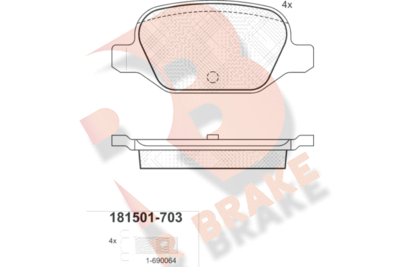 RB1501703 R BRAKE Комплект тормозных колодок, дисковый тормоз