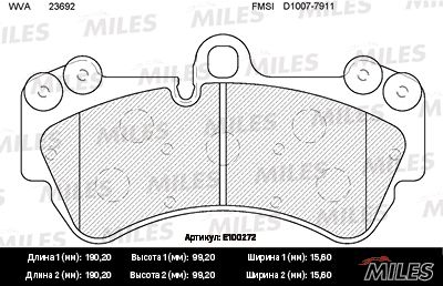 E100272 MILES Комплект тормозных колодок, дисковый тормоз