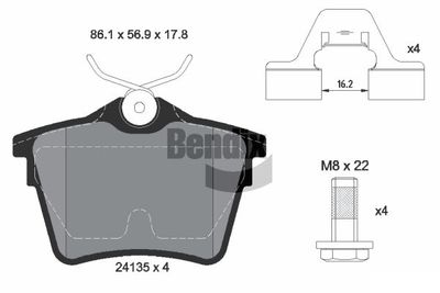 BPD1152 BENDIX Braking Комплект тормозных колодок, дисковый тормоз