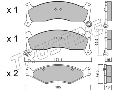 3840 TRUSTING Комплект тормозных колодок, дисковый тормоз