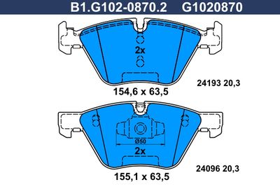 B1G10208702 GALFER Комплект тормозных колодок, дисковый тормоз