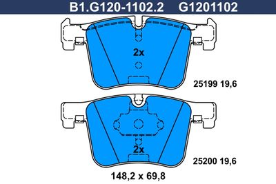 B1G12011022 GALFER Комплект тормозных колодок, дисковый тормоз