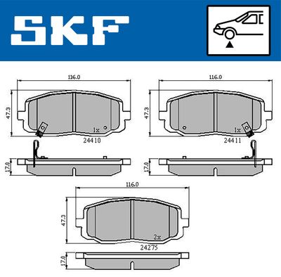 VKBP80256A SKF Комплект тормозных колодок, дисковый тормоз