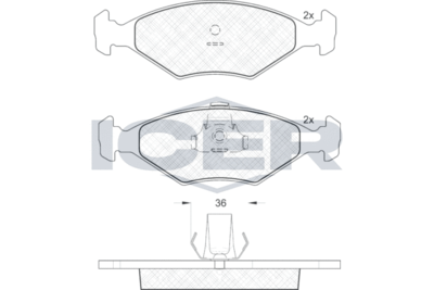 181604 ICER Комплект тормозных колодок, дисковый тормоз