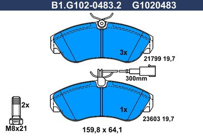 B1G10204832 GALFER Комплект тормозных колодок, дисковый тормоз