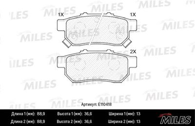 E110418 MILES Комплект тормозных колодок, дисковый тормоз