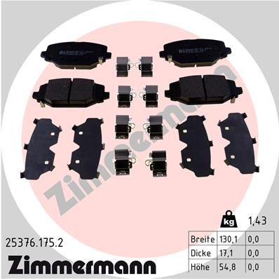 253761752 ZIMMERMANN Комплект тормозных колодок, дисковый тормоз