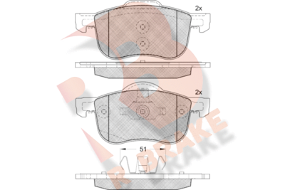 RB1297203 R BRAKE Комплект тормозных колодок, дисковый тормоз