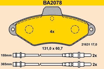 BA2078 BARUM Комплект тормозных колодок, дисковый тормоз