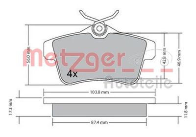 1170335 METZGER Комплект тормозных колодок, дисковый тормоз