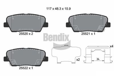 BPD2248 BENDIX Braking Комплект тормозных колодок, дисковый тормоз