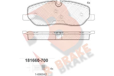 RB1660700 R BRAKE Комплект тормозных колодок, дисковый тормоз