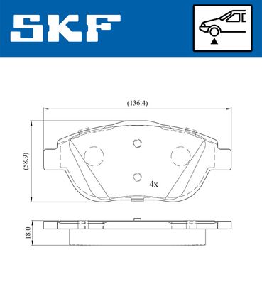 VKBP80098 SKF Комплект тормозных колодок, дисковый тормоз