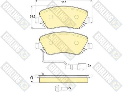 6114891 GIRLING Комплект тормозных колодок, дисковый тормоз